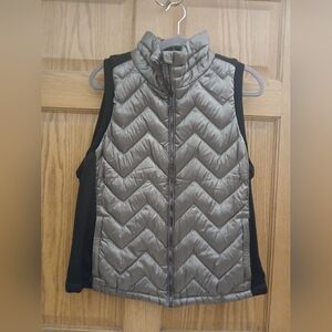 Calvin Klein Chevron Quilted Vest in Taupe with Black Sides